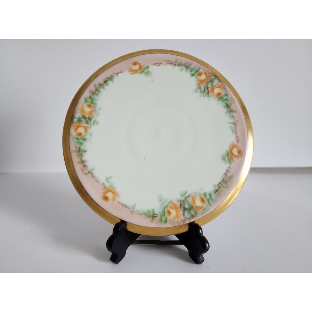 Vintage Bavaria Dessert Plate – Yellow Rose Floral with Gold Trim – 6.5”